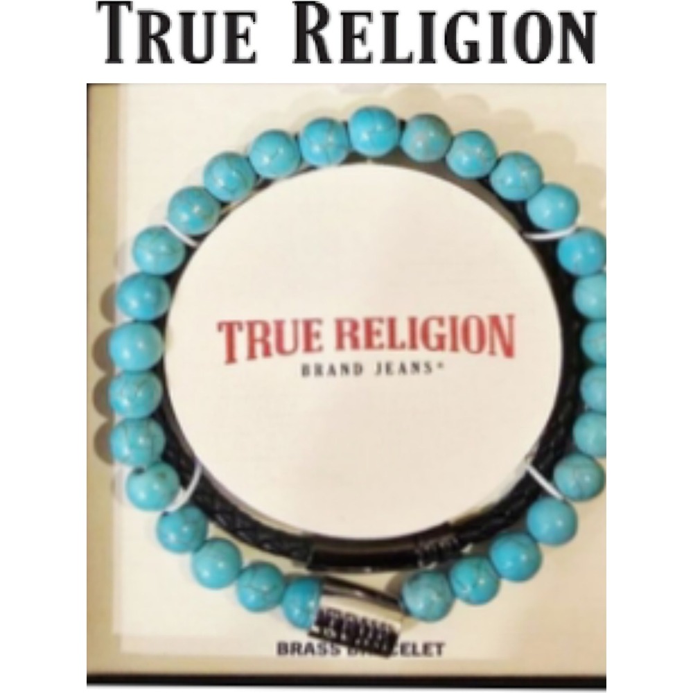 True Religion Beaded & Twisted Brass Bracelet Set